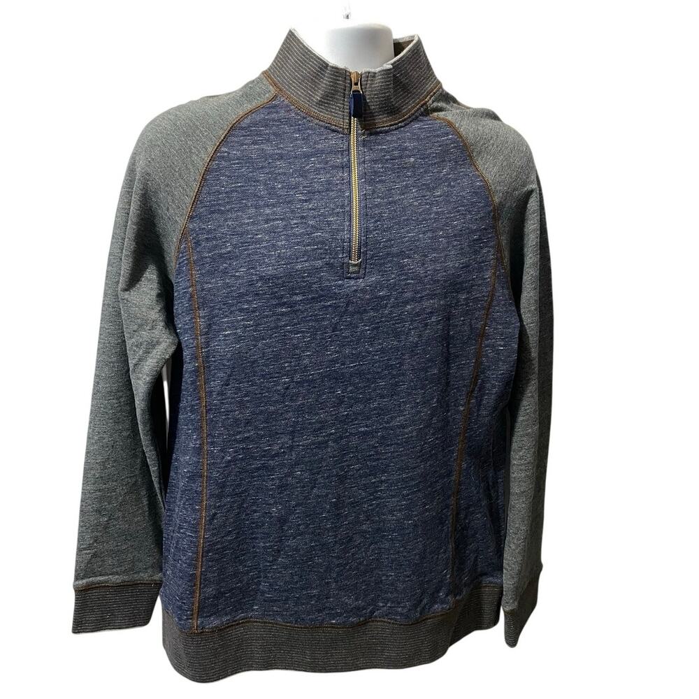 ROBERT GRAHAM 1/4 Zip Long Sleeve Sweater — Grey Brown Men's Size Small